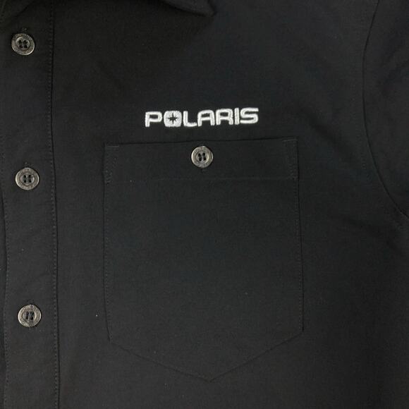 POLARIS Mens Medium Black Embroidered Spell Out Short Sleeve Mechanic Pit Shirt - Picture 3 of 7